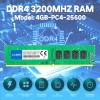 8GB KIT (2X4GB) DDR4 3200MHz Udimm Ram PC4-25600  1.2V CL22 288 Pin 1RX8 Dual Rank Non-ECC Unbuffered Desktop Computer Memory Ram Module Upgrade