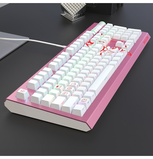 Heijue DKM800 Mechanical Keyboard Gaming Keyboard Side Engraved Keycap Alloy Panel Multimedia Knob RGB Light Effect