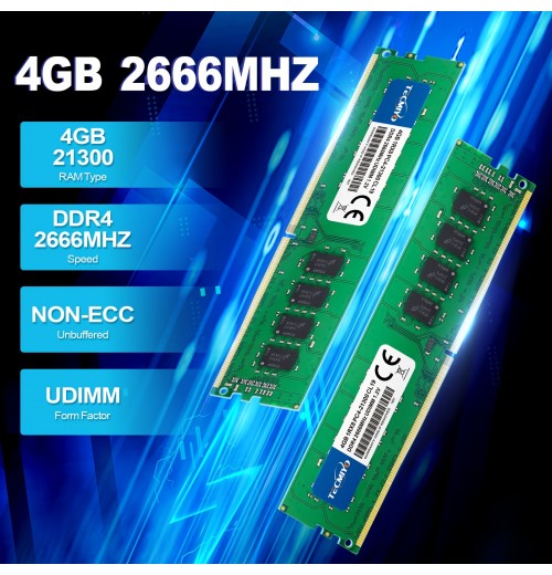 8GB KIT (2X4GB) DDR4 2666MHz Udimm Ram PC4-21300  1.2V CL19 288 Pin 1RX8 Dual Rank Non-ECC Unbuffered Desktop Computer Memory Ram Module Upgrade