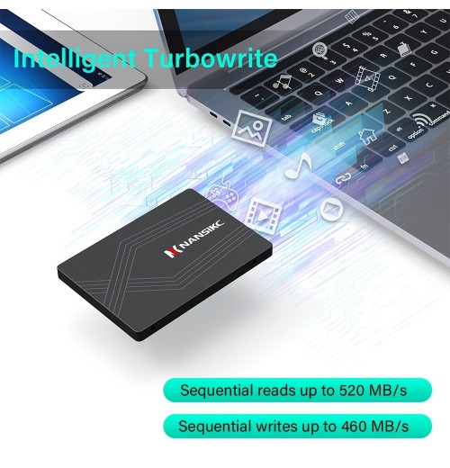 Black 480GB SATA III SSD 6 GB/s 2.5 Inch Solid State Drive Internal With Up To 520B/s Read Speed, Compatible With Laptop And Desktop